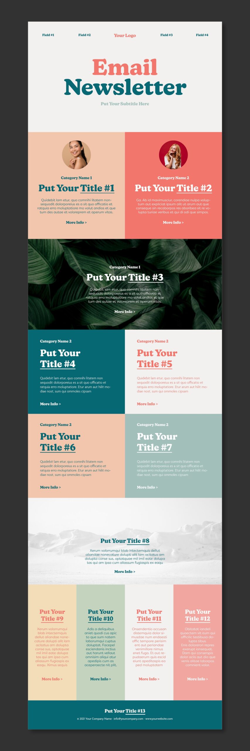 Colorful Email Newsletter Layout by Tomsarraipodesign | Creative Market