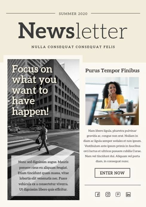 Modern Beige Weekly Newsletter Template for Business