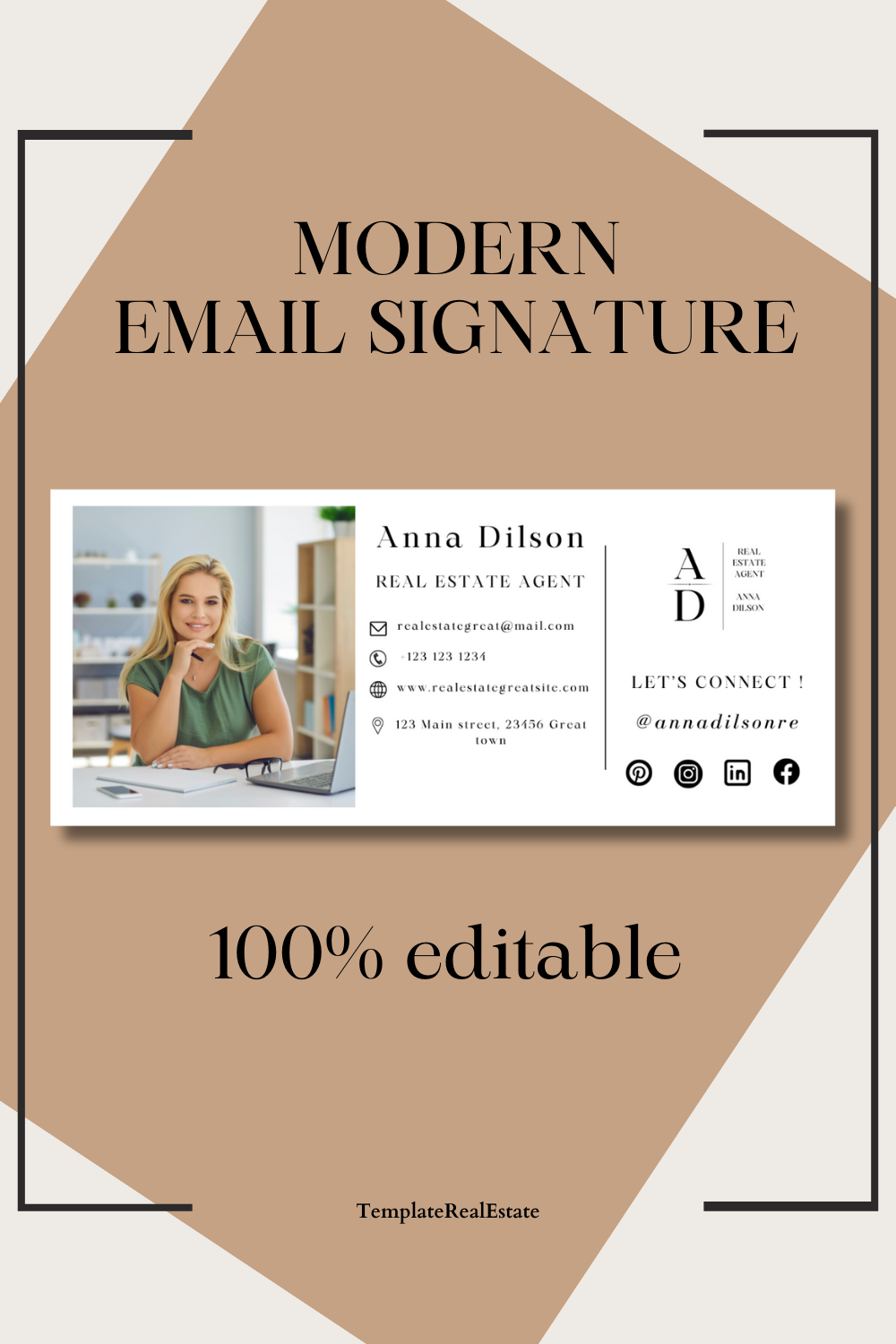 Modèles de signatures d’email professionnelles avec logo et photo au design minimaliste et moderne