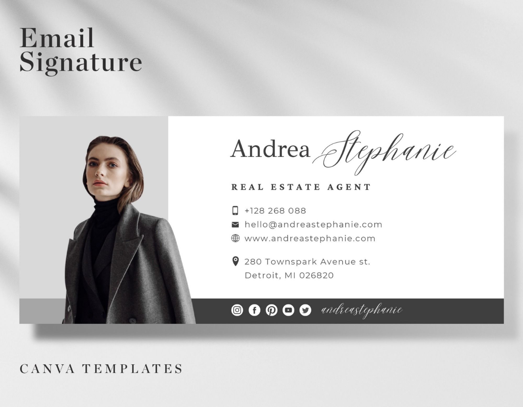 Email Signature Design template, Beautiful and Elegant Gmail Canva Design for Blogger, Photographer