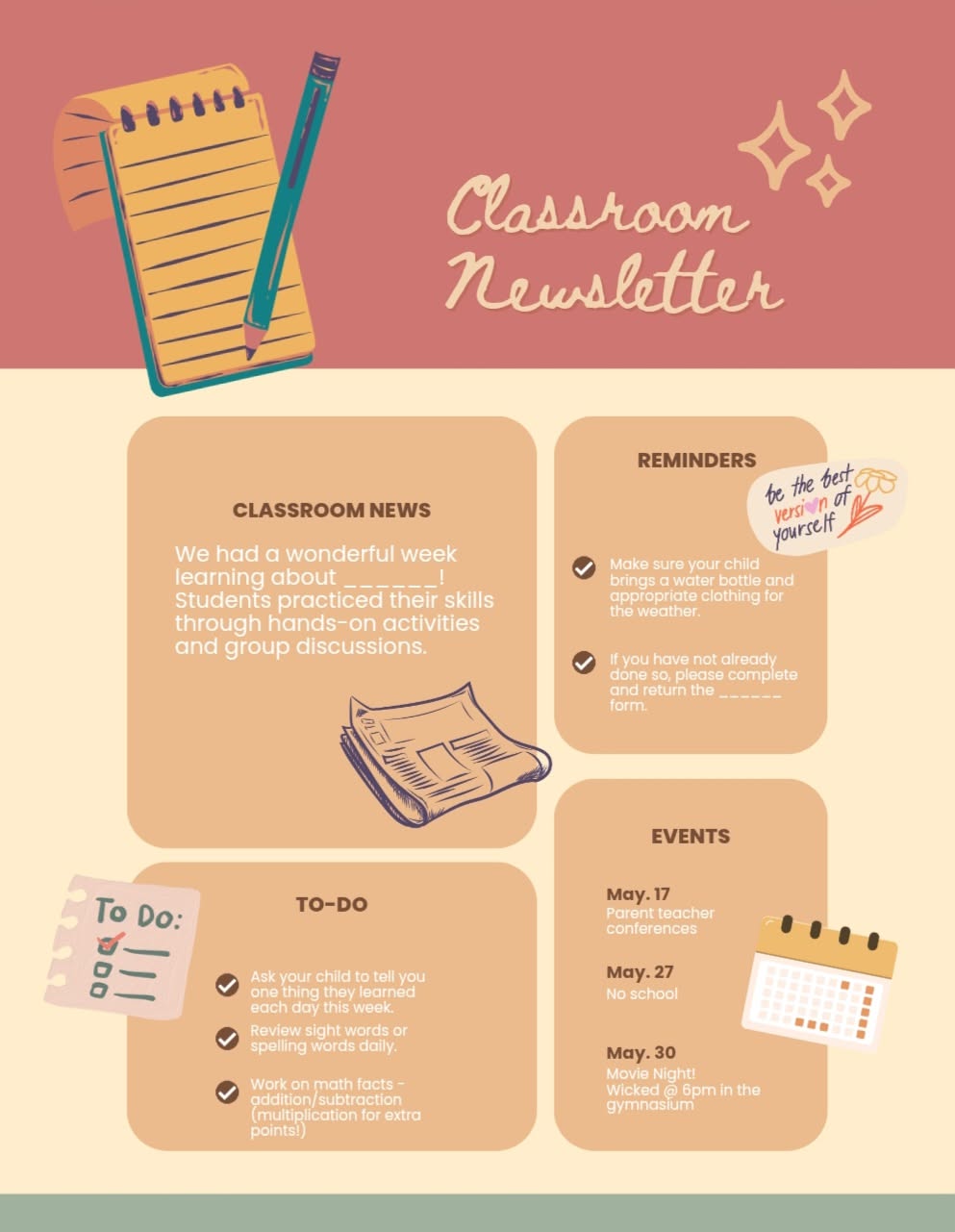 Editable Classroom Newsletter Template Bundle | Teacher Canva Templates | Weekly Newsletter