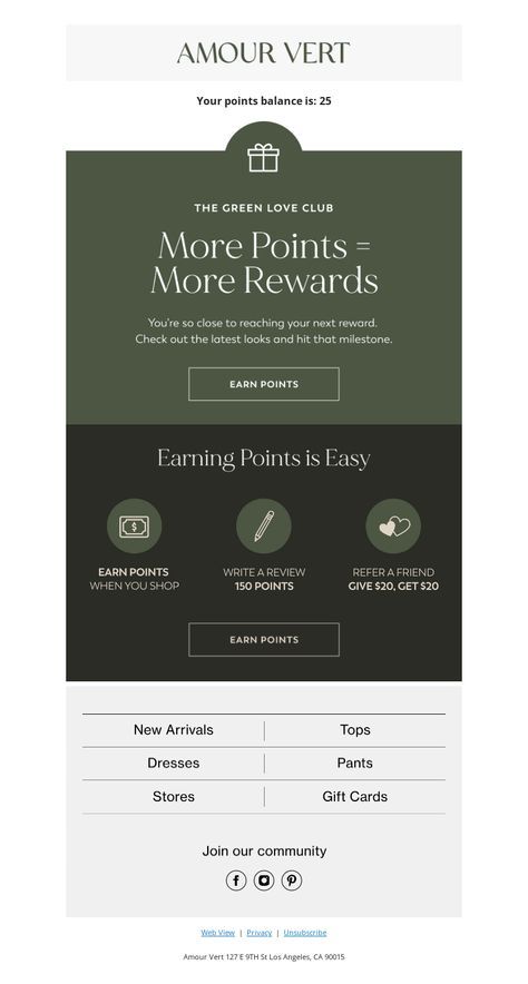 Email from Amour Vert