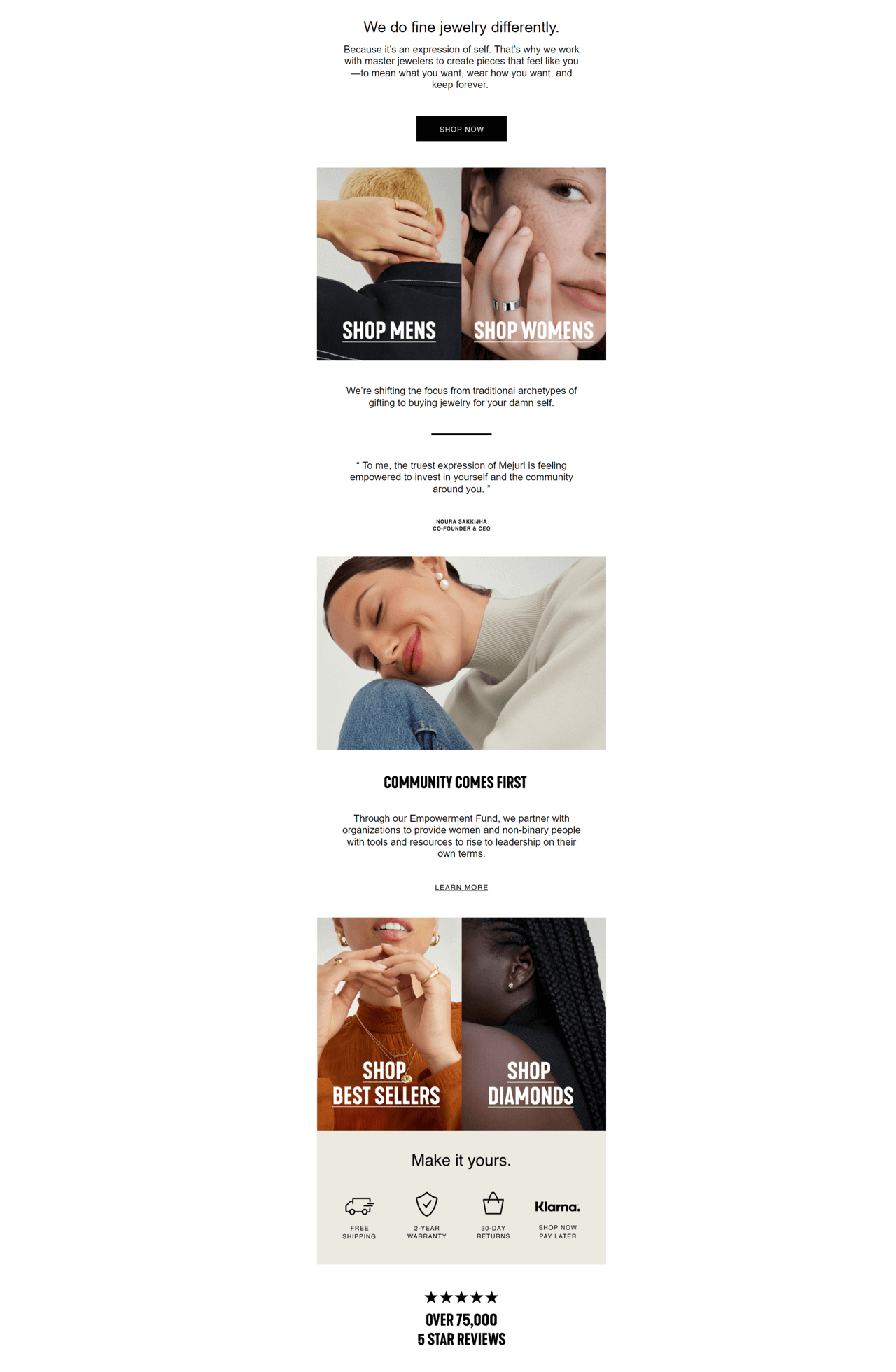 Jewelry Email Design Inspiration: Mejury | Stunning Newsletter & Signature Ideas