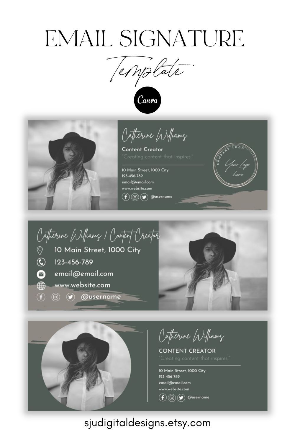 Email Signature Template, Gmail Email Signature – Canva Editable Templates
