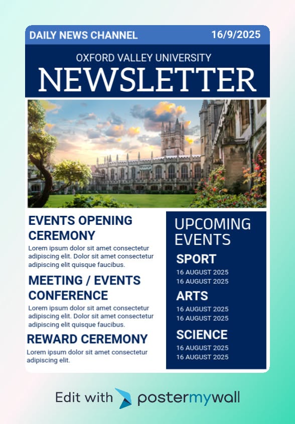 White Modern & Minimal University Newsletter Template A5