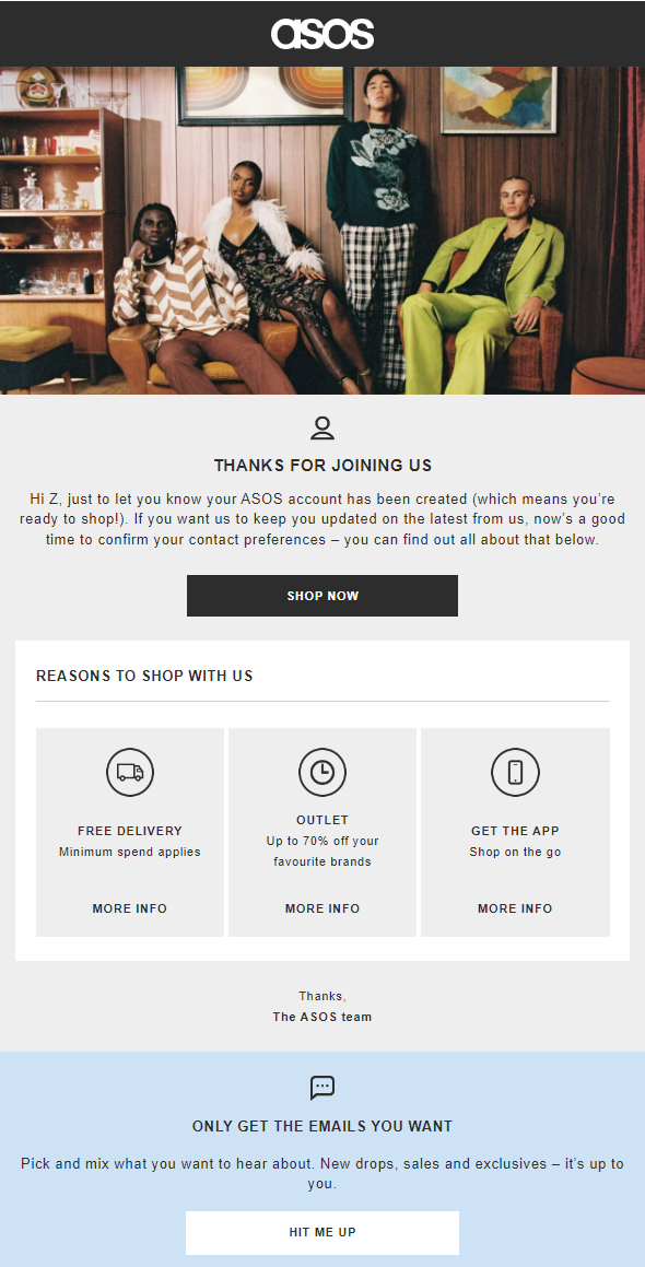 Amazing Welcome Email template by asos