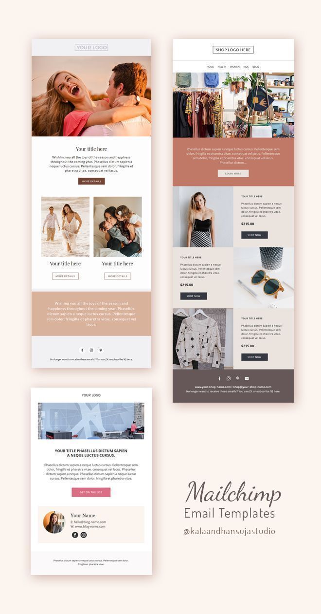 3 Email Newsletters Bundle, Welcome email template, Blogger email, Newsletter