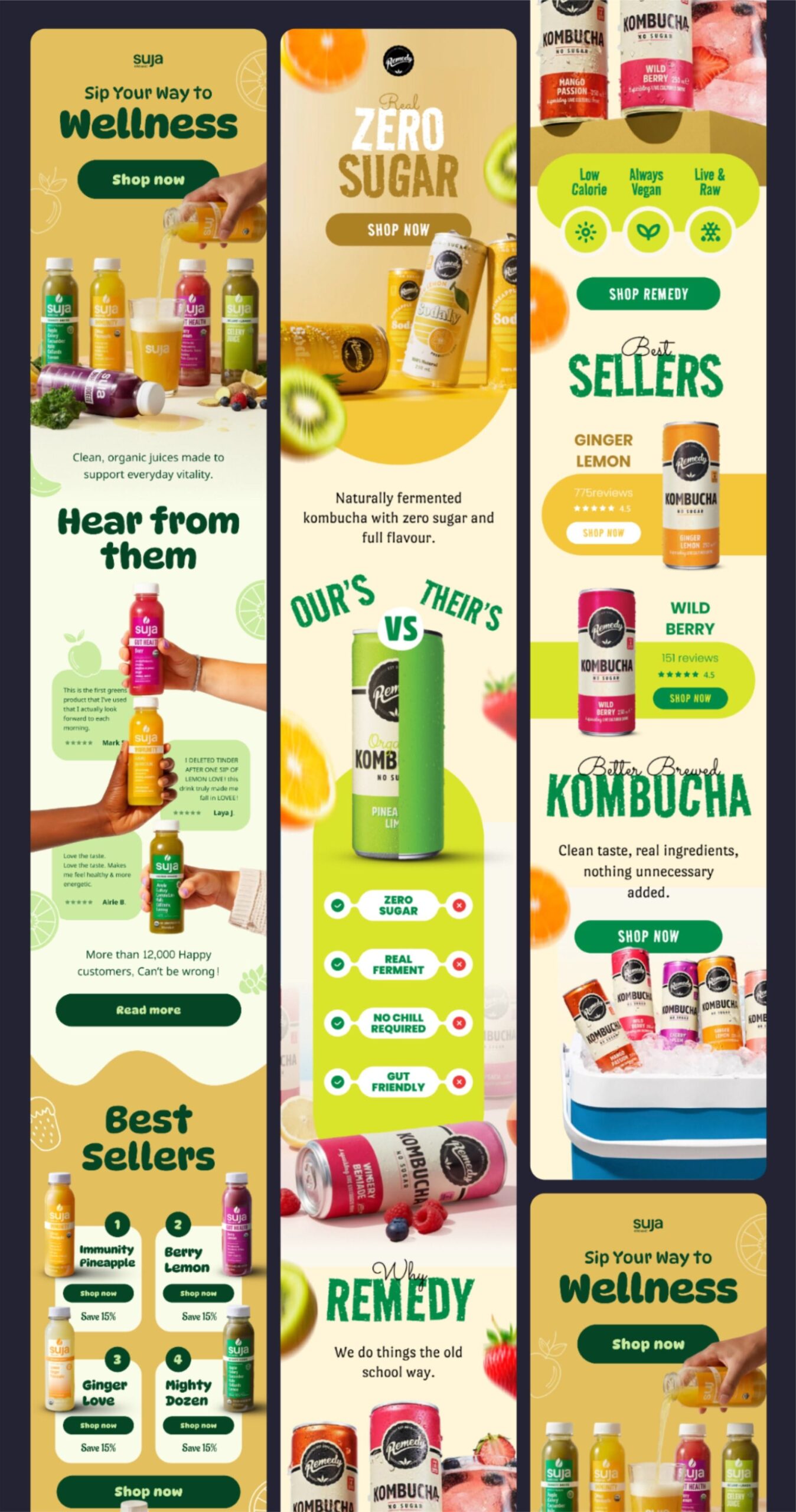 Email marketing newsletter design | cpg drinks beverage healthy no sugar wellness