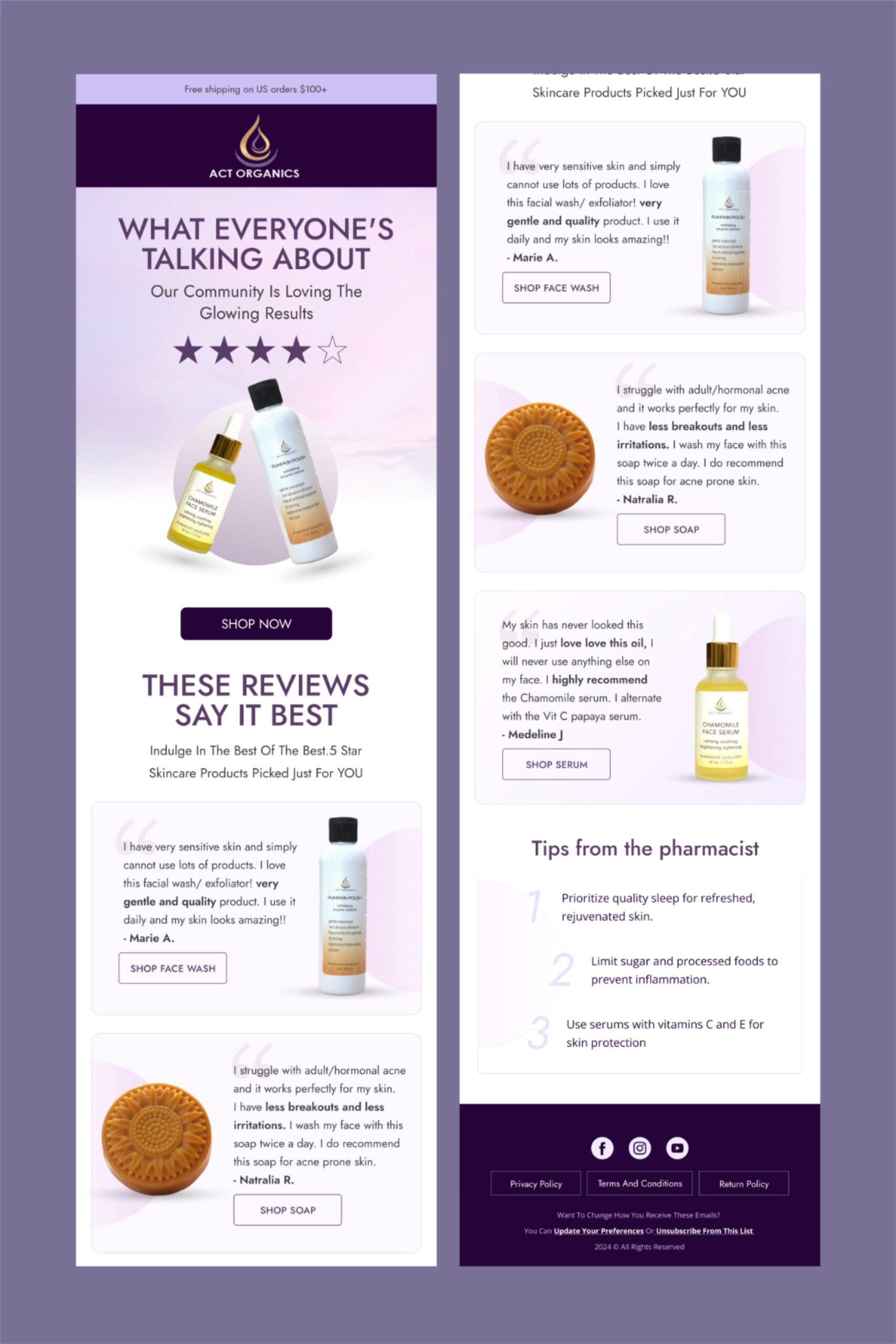 Email Templates for Clean Skincare Brand