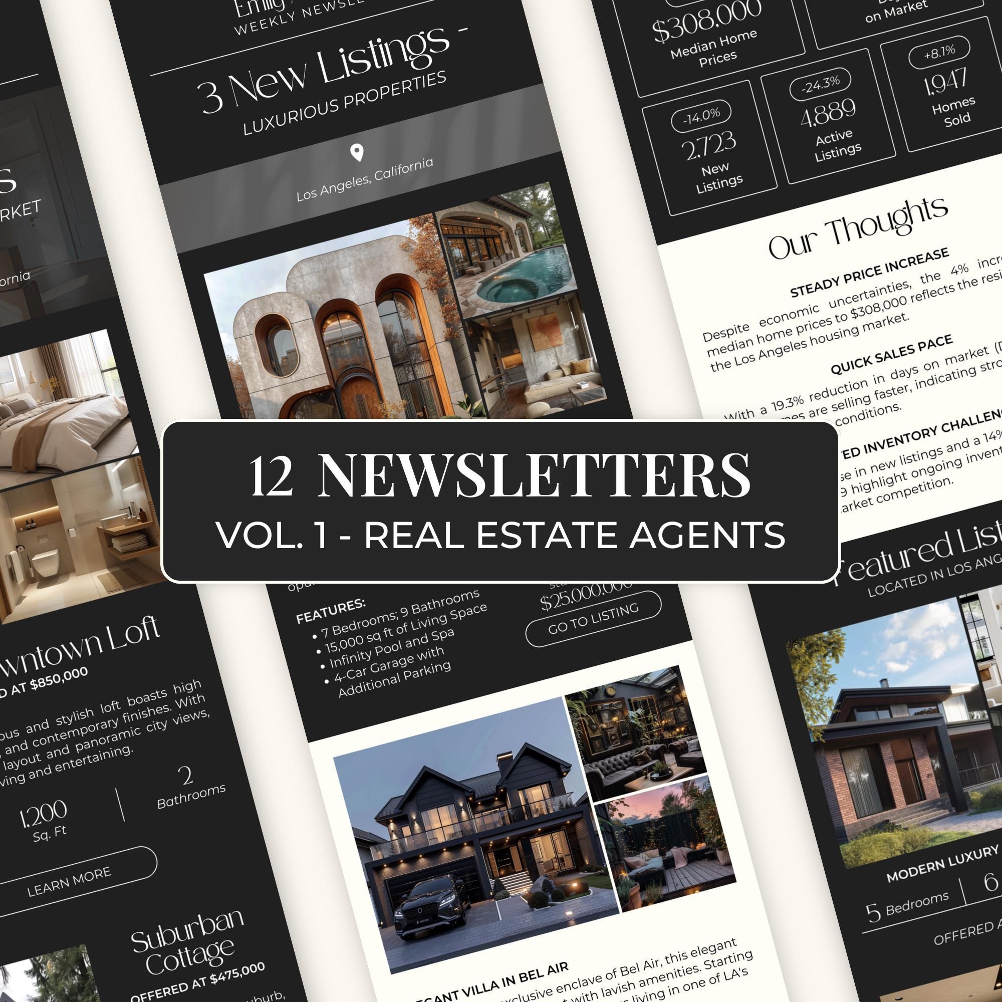 Real Estate Newsletter Template for Canva, Realtor Marketing, Email Marketing