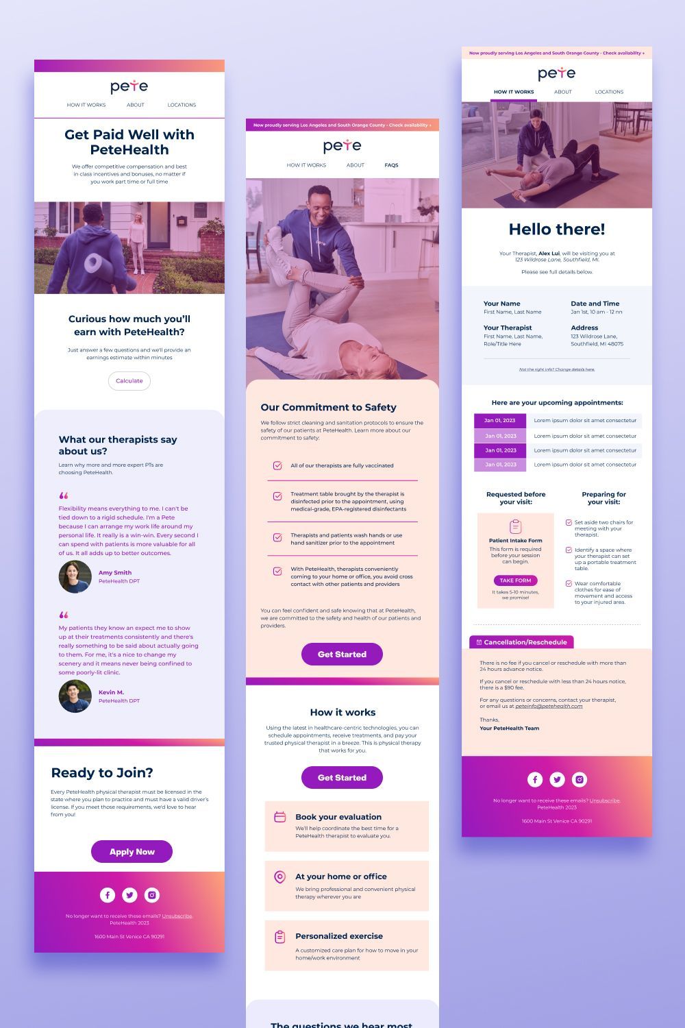Pete Health Email Design by Retrospective Media.
