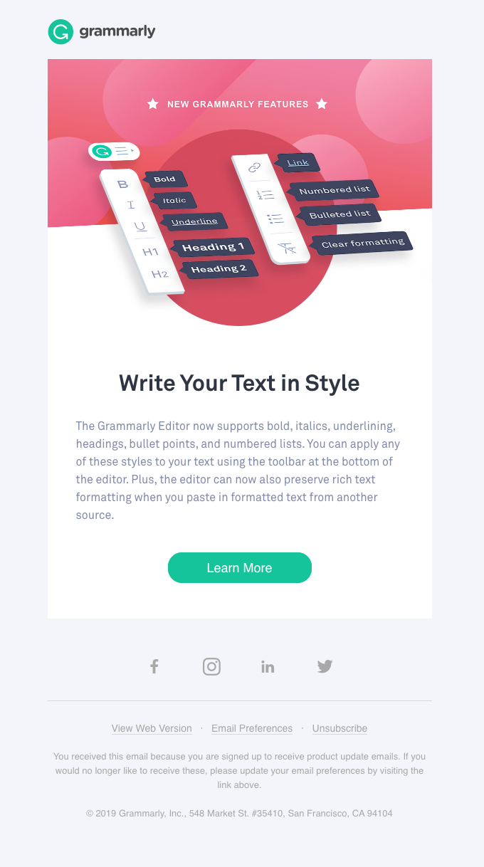 Grammarly Email Template