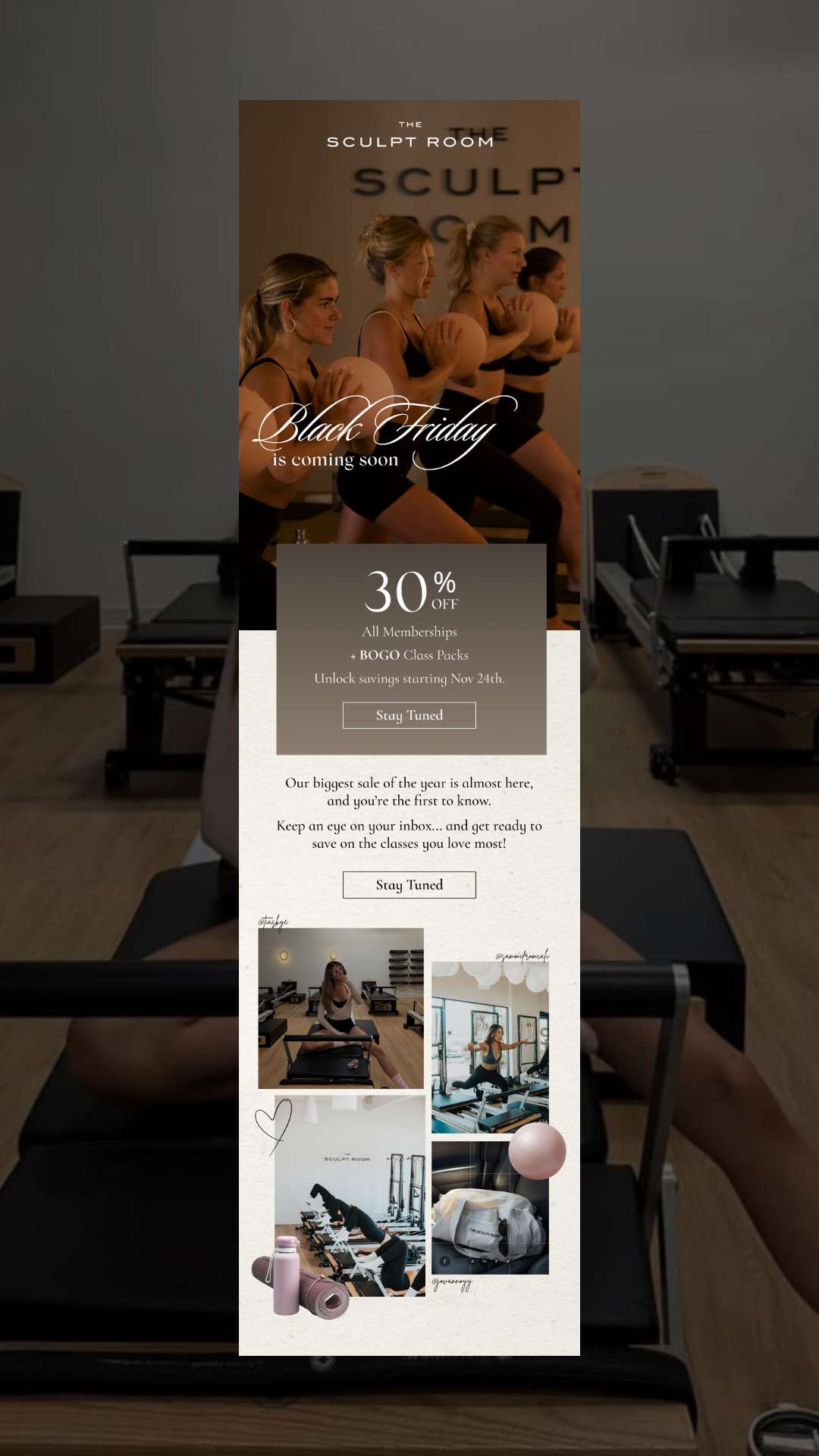 Black Friday Email Campaign • Sculpt Room Pilates