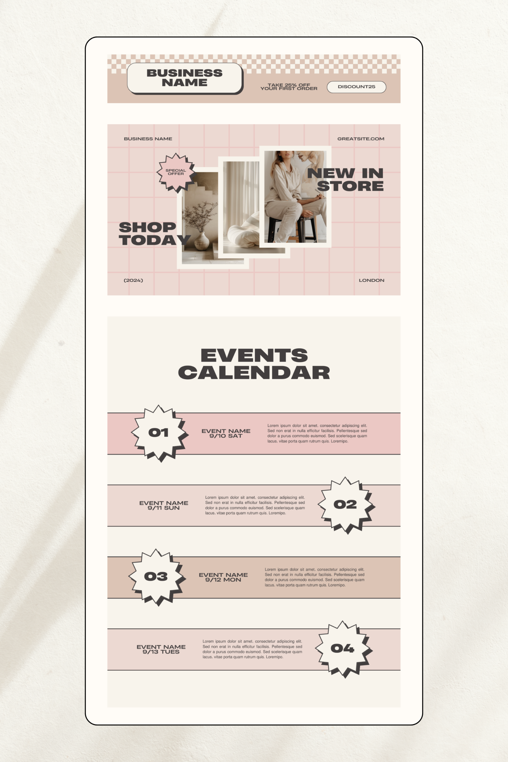 Email Marketing Template, Modern Newsletter Template, Mailing List Design, Canva.