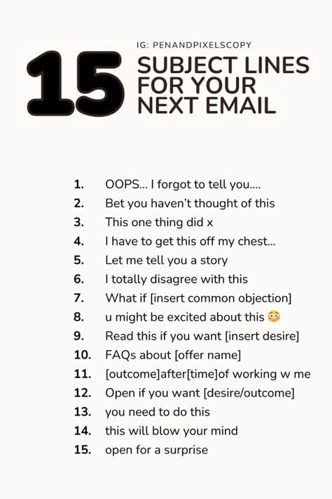 15 Email Subject Lines