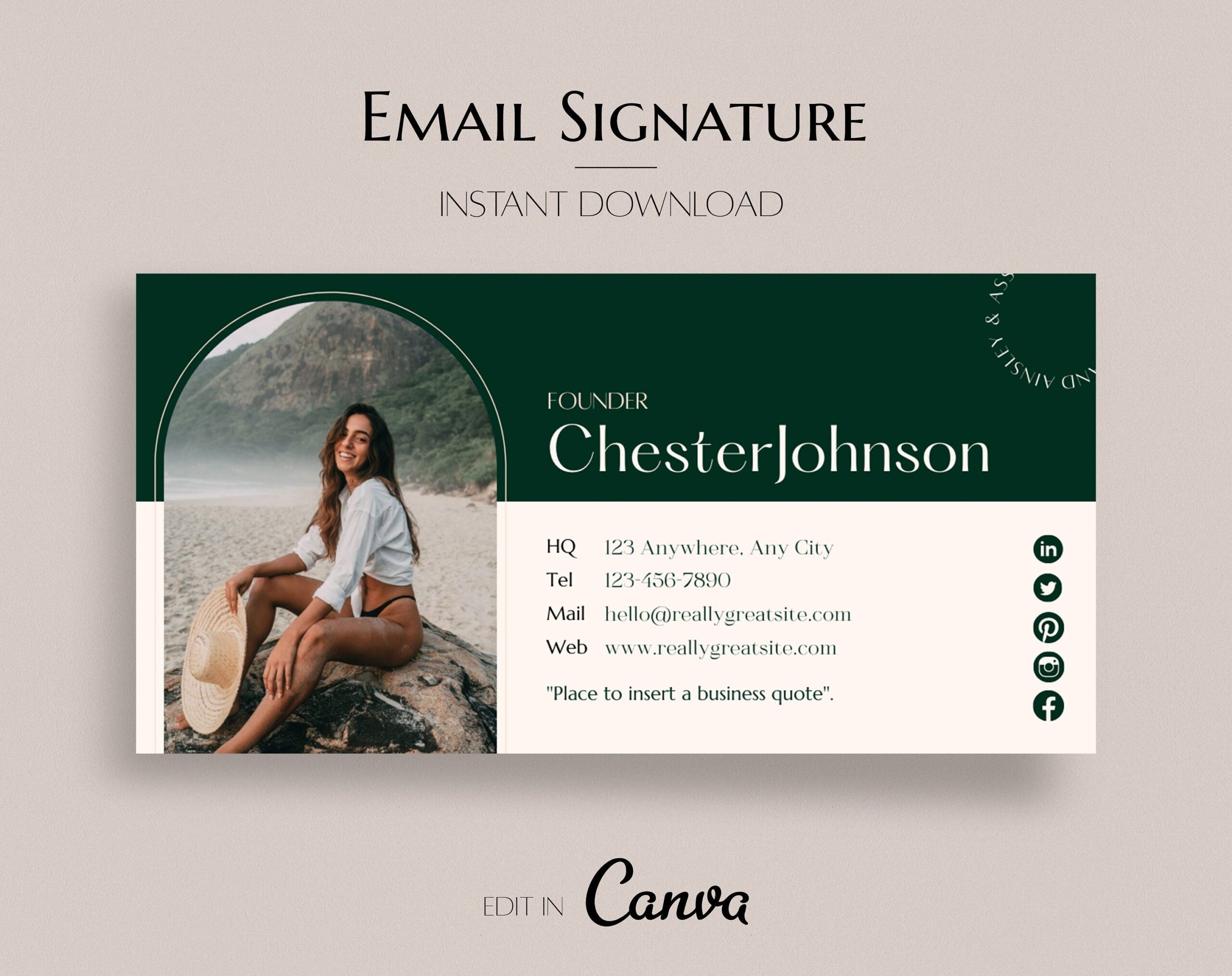 Elegant Boho Email Signature Template – Best Selling Canva Design