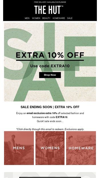 48 hours only | Extra 10% off Sale – TheHut.com Email Archive