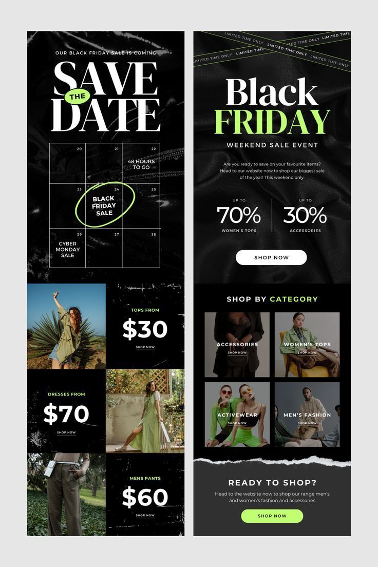 End of Year 2024 Email Campaign Ideas & Design Inspiration for Black Friday & Promotions