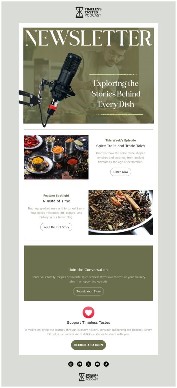 Newsletter Email Template ‘A Taste Of Time’ for Speaker