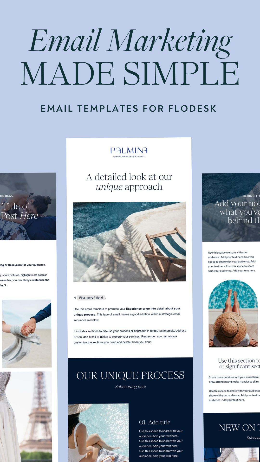 Flodesk Email Templates for Destination Wedding Planners
