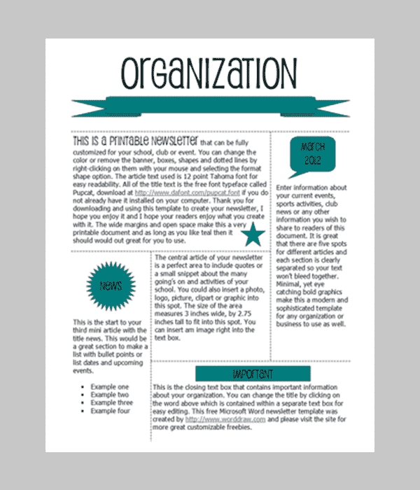 Free Printable Newsletter Templates | Template Business