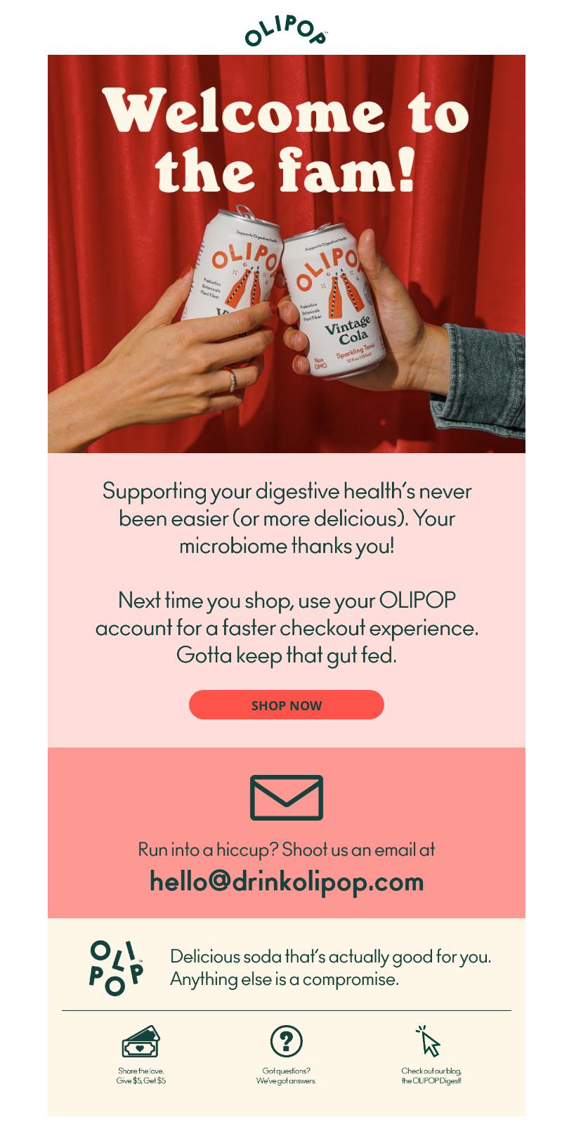 Email from OLIPOP