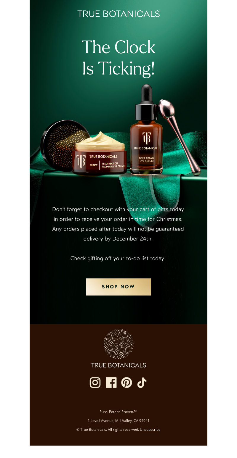 Email from True Botanicals