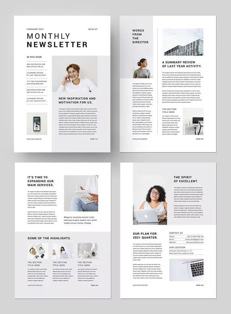 Modern & Minimal Newsletter Template for MS Word & InDesign
