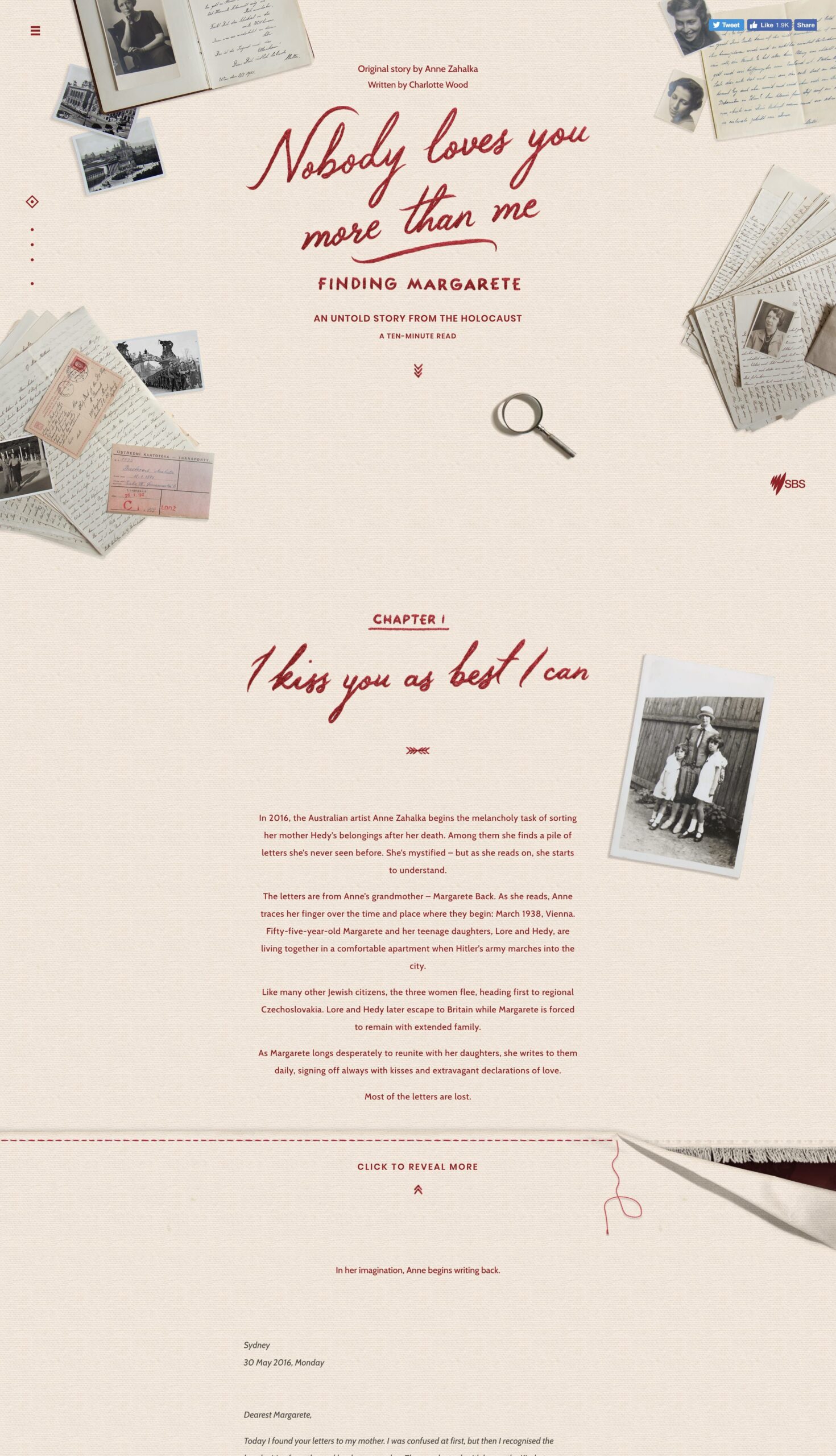 Nobody Loves You More Than Me: Finding Margarete &mdash; One Page Website Award