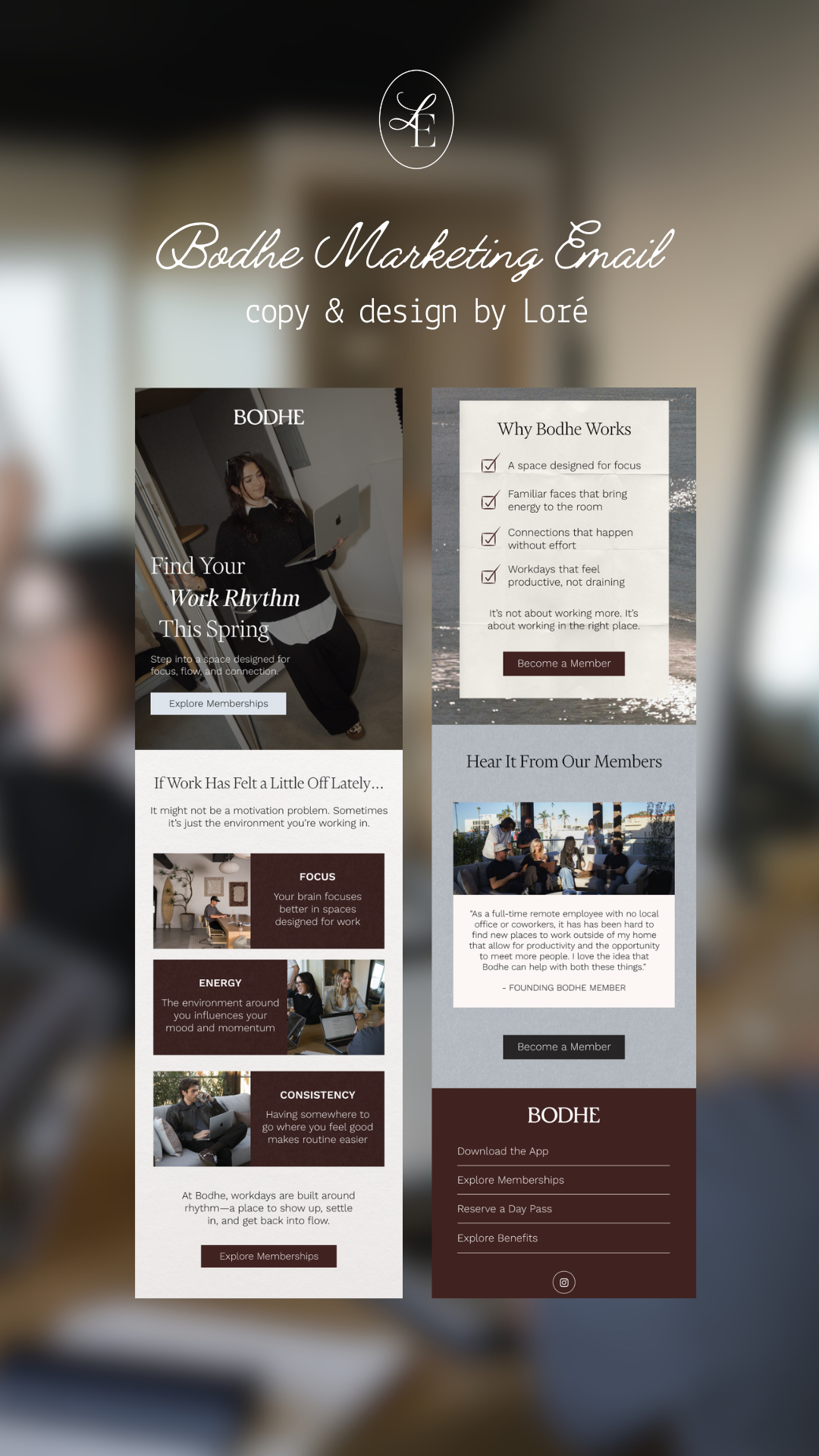 Bodhe Coworking Email Design • Wellness Workspace Marketing Campaign