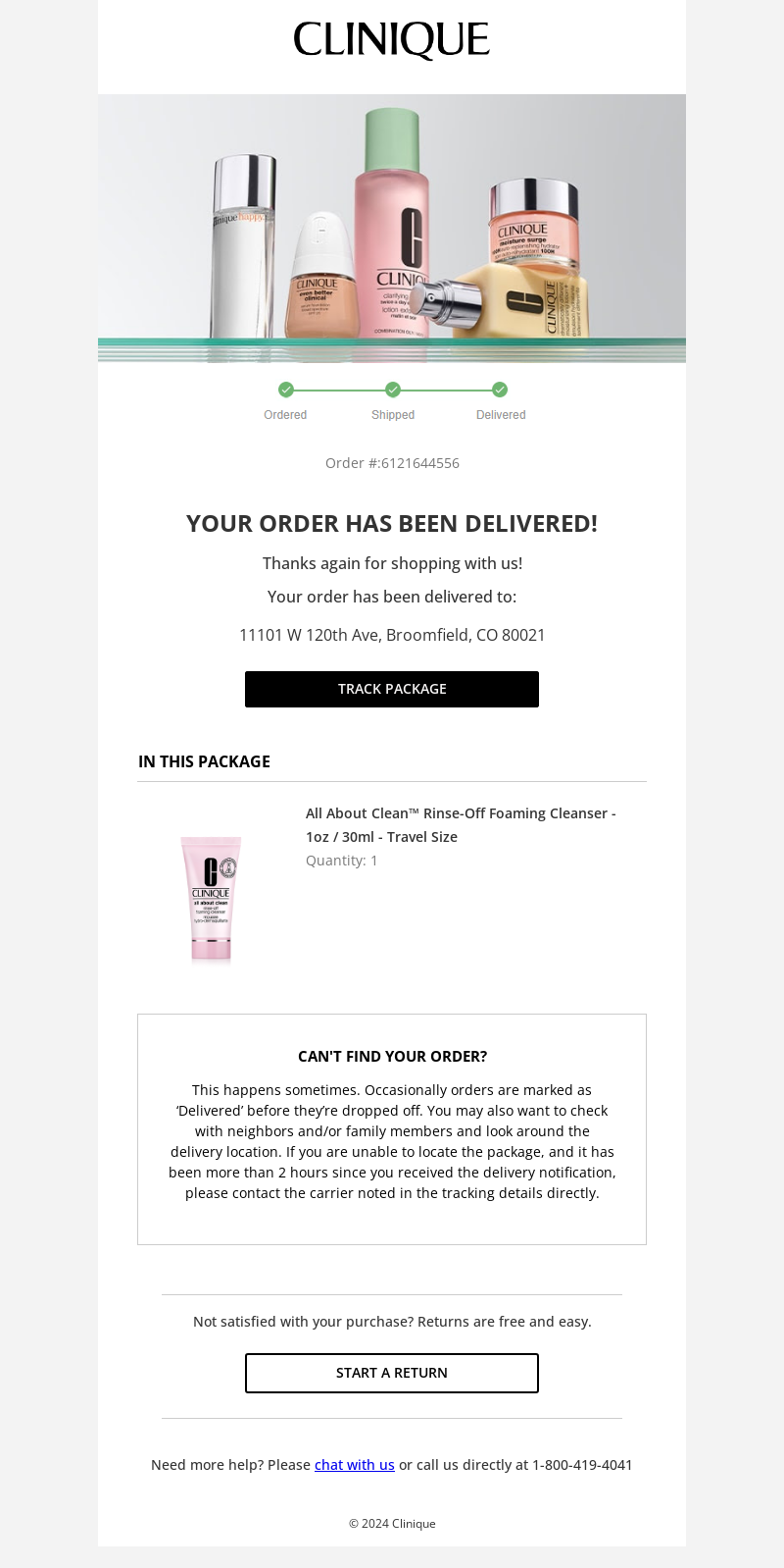Email from Clinique