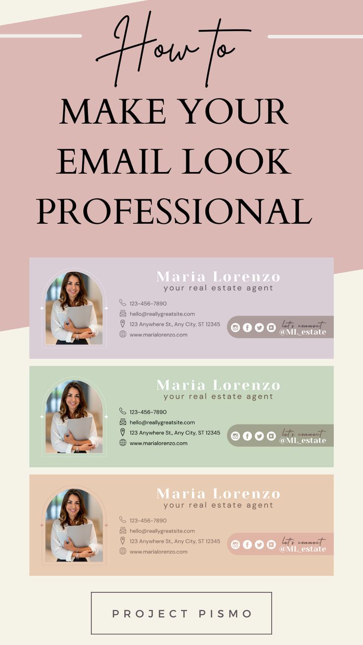 professional stylish email signature template Canva design, cute aesthetic email signature