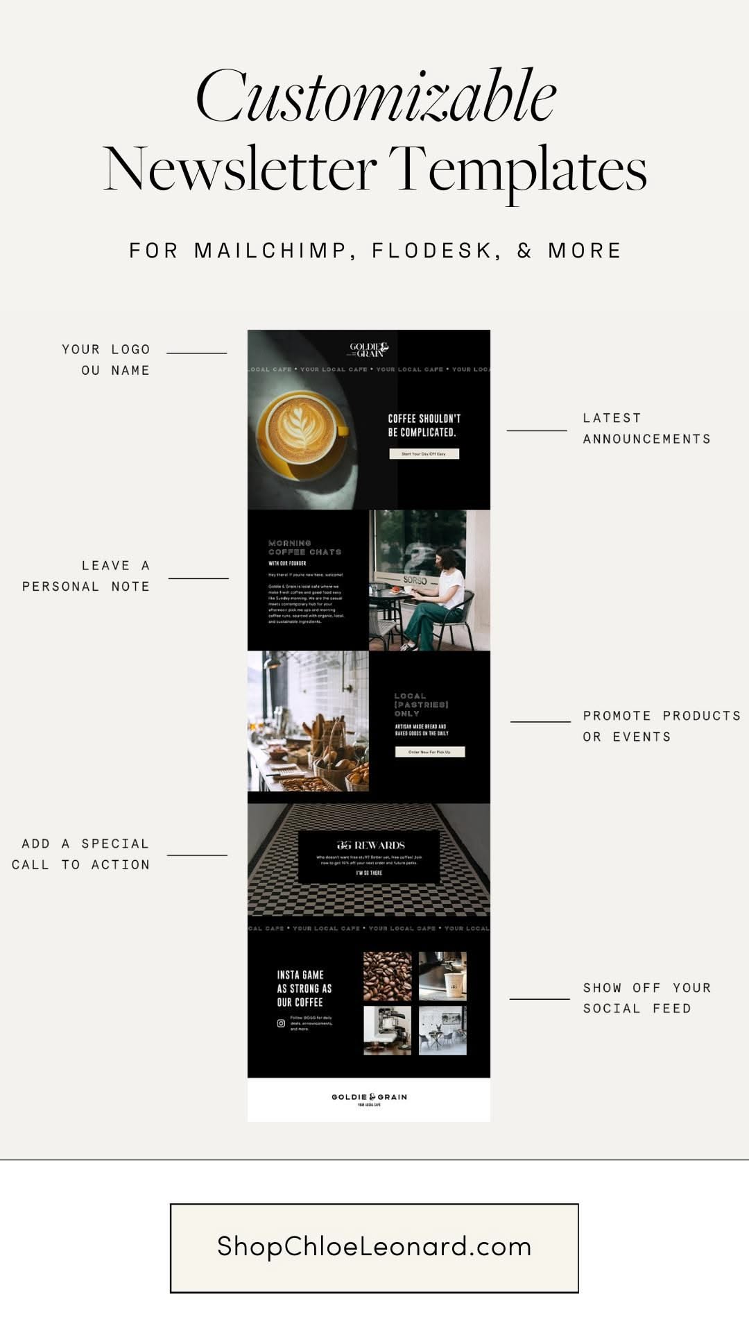 FloDesk and Mailchimp Newsletter Templates for Small Businesses