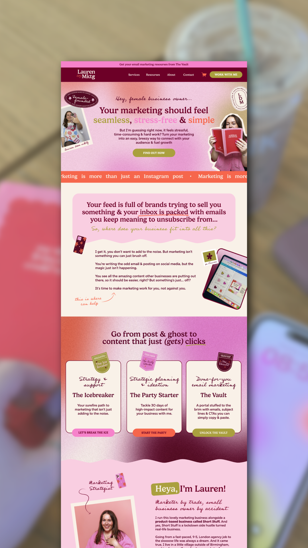 Marketing Strategist Custom Squarespace Website Design, Home Page, Girly Website, Brand Identity