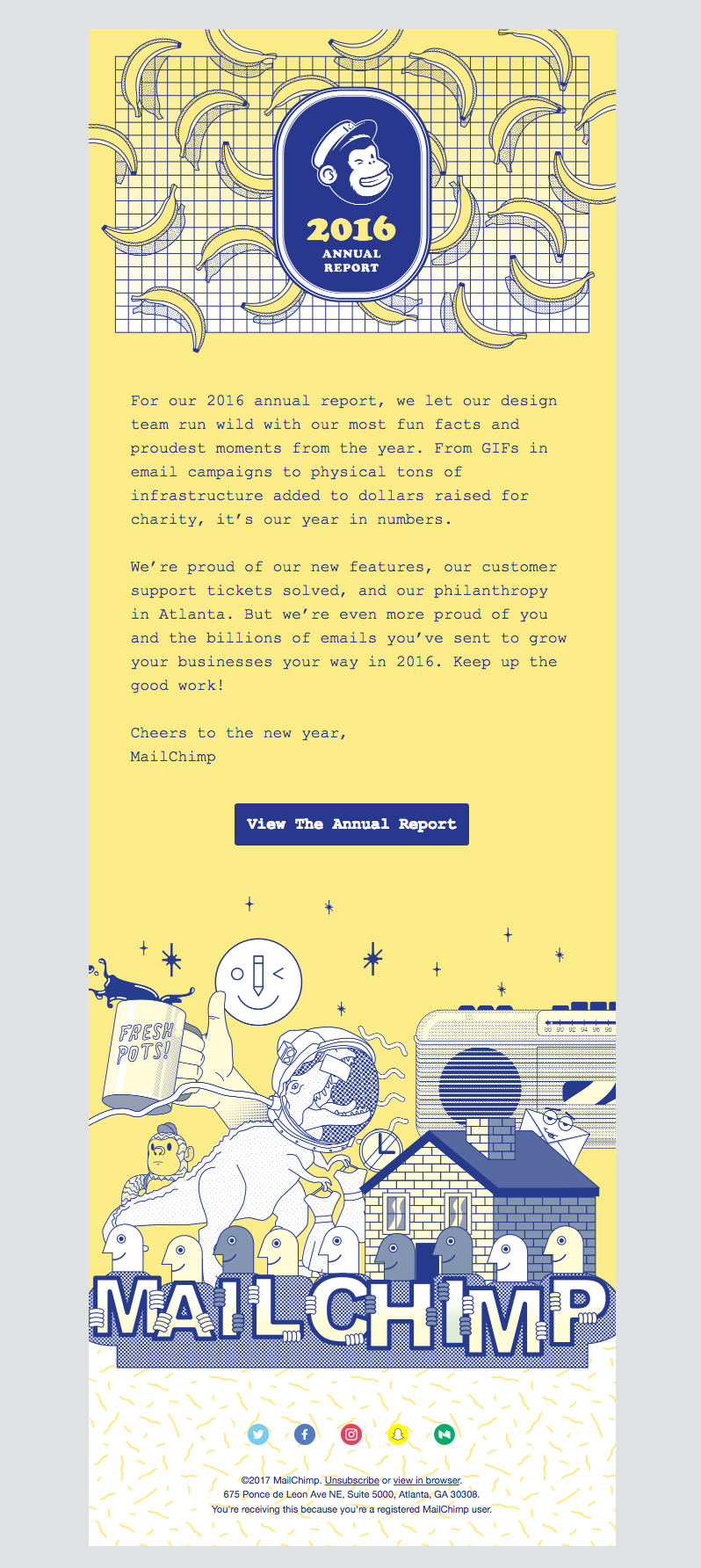 Creative Mailchimp Annual Report & Email Invitation Design Ideas
