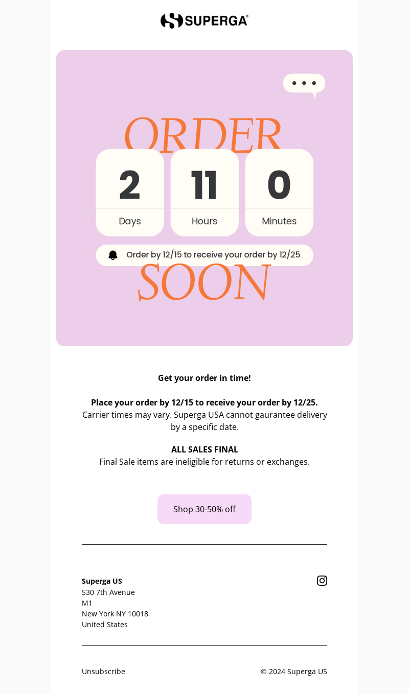 Email from Superga
