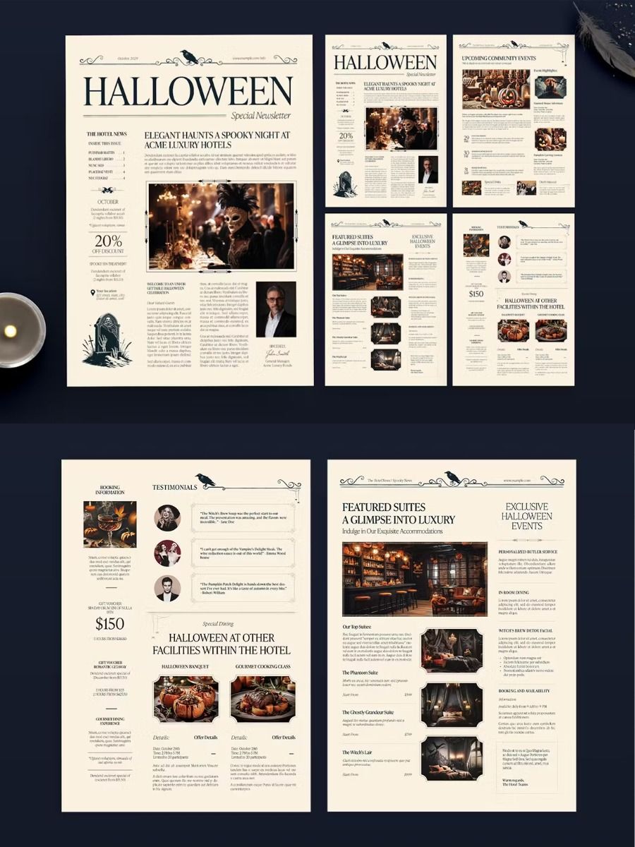 Halloween Newsletter Template InDesign INDD