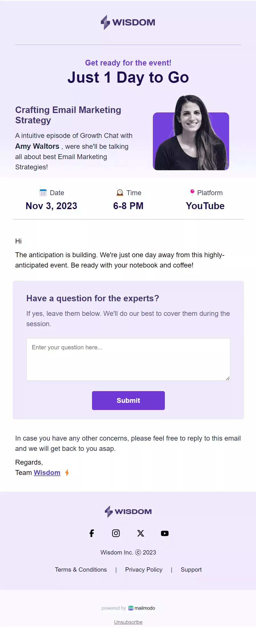 Free Event Reminder Email Template