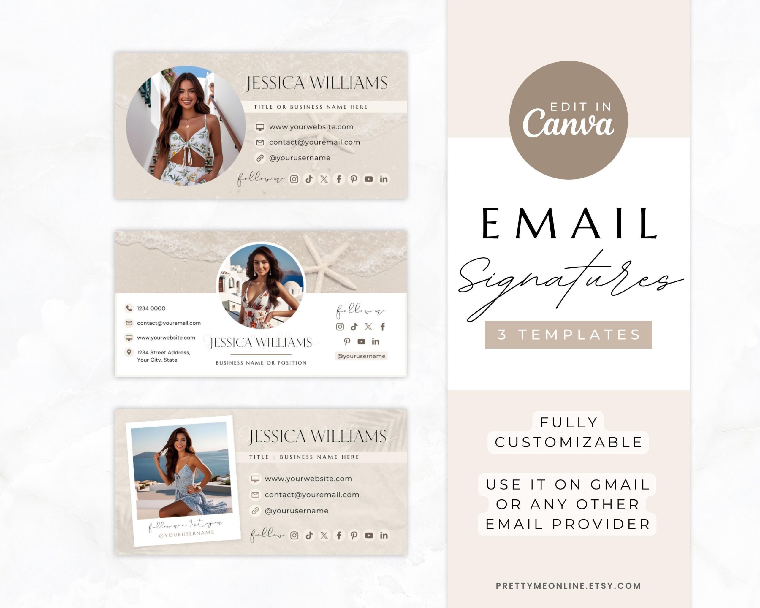 Summer Travel Business Email Signature Bundle for Gmail & Outlook