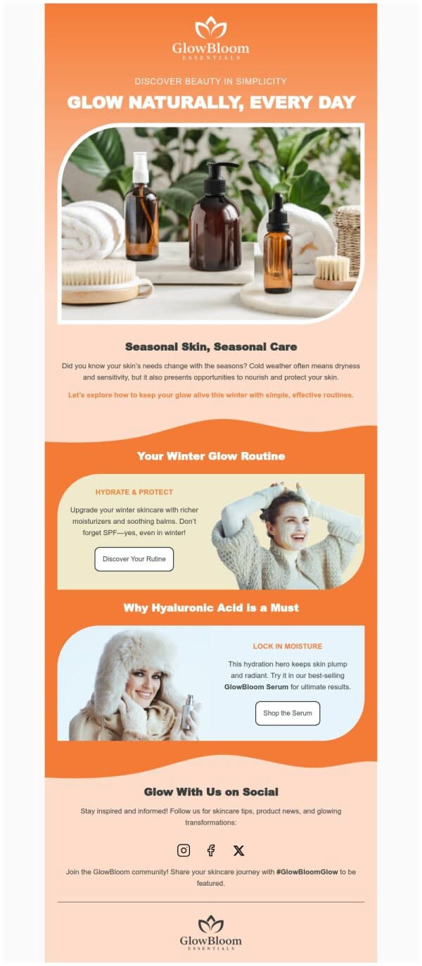 Newsletter Email Template ‘Glow Naturally’ for Spa