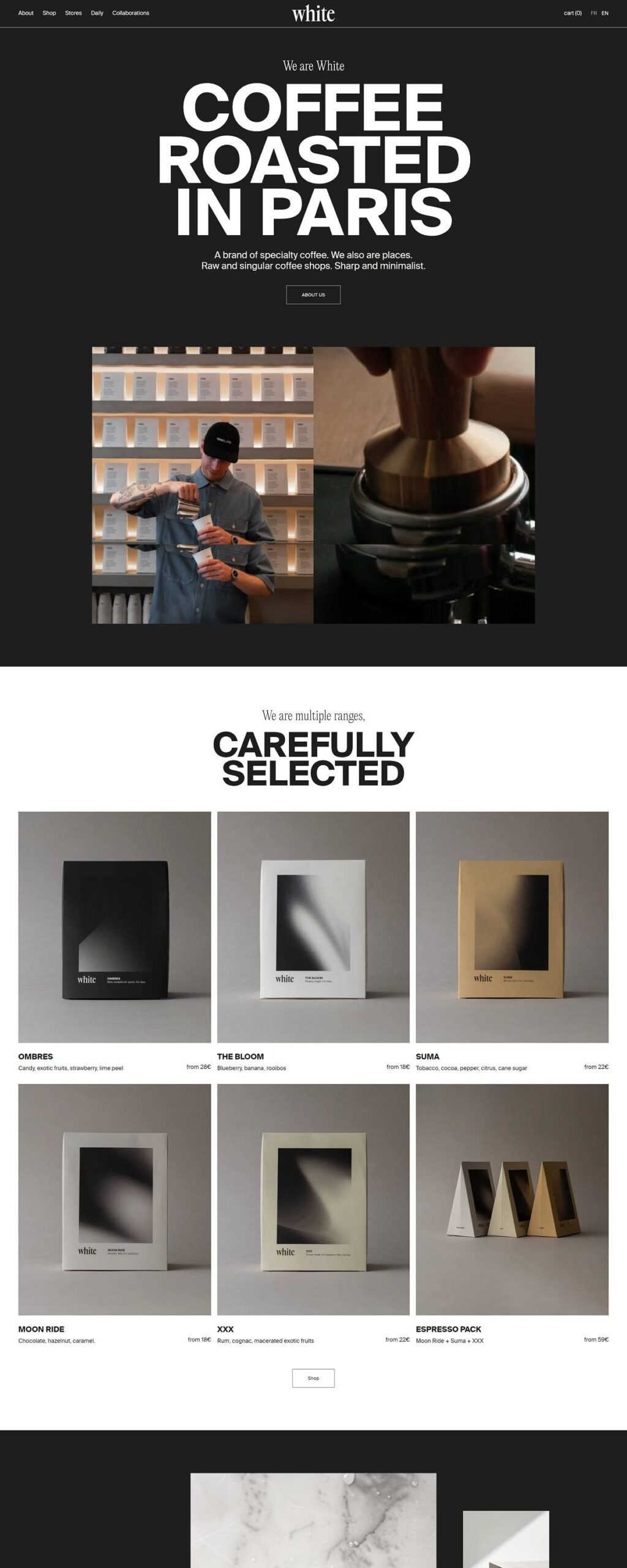 White Coffee | eCommerce Website Design Gallery & Tech Inspiration