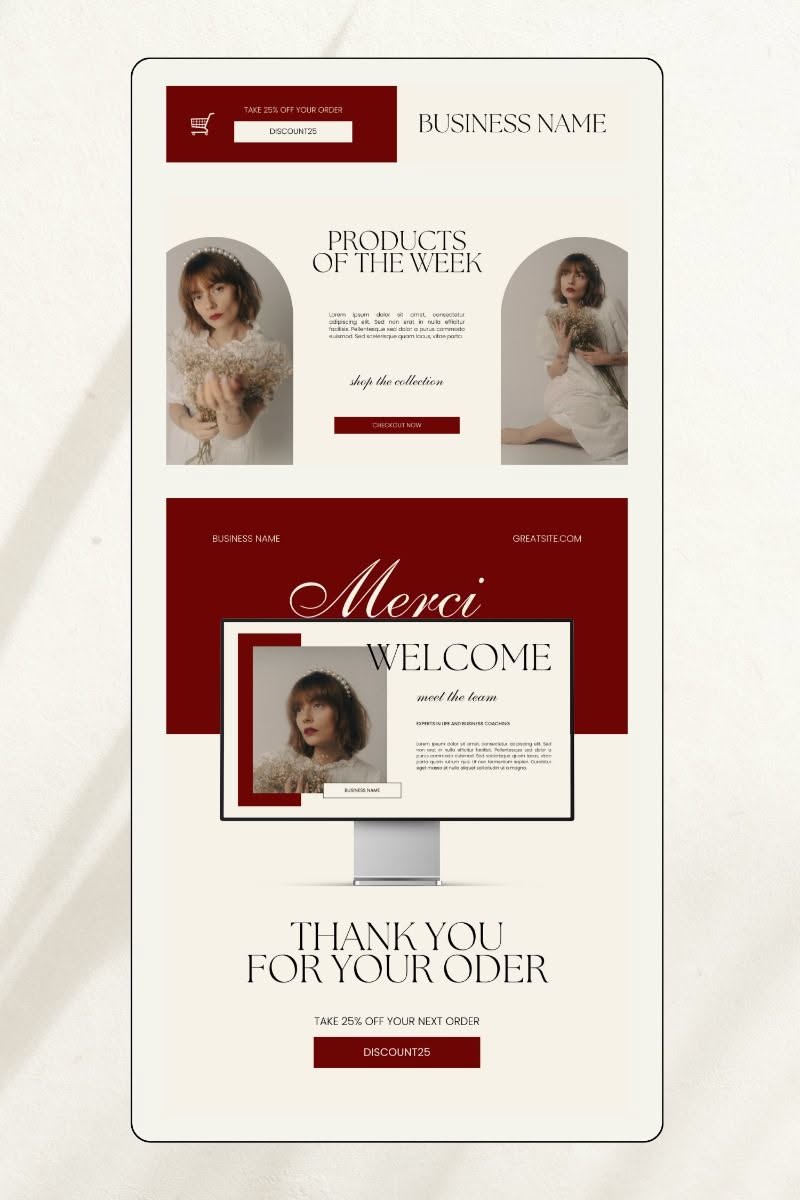 Email Marketing Template, Modern Newsletter Template, Mailing List Design, Canva