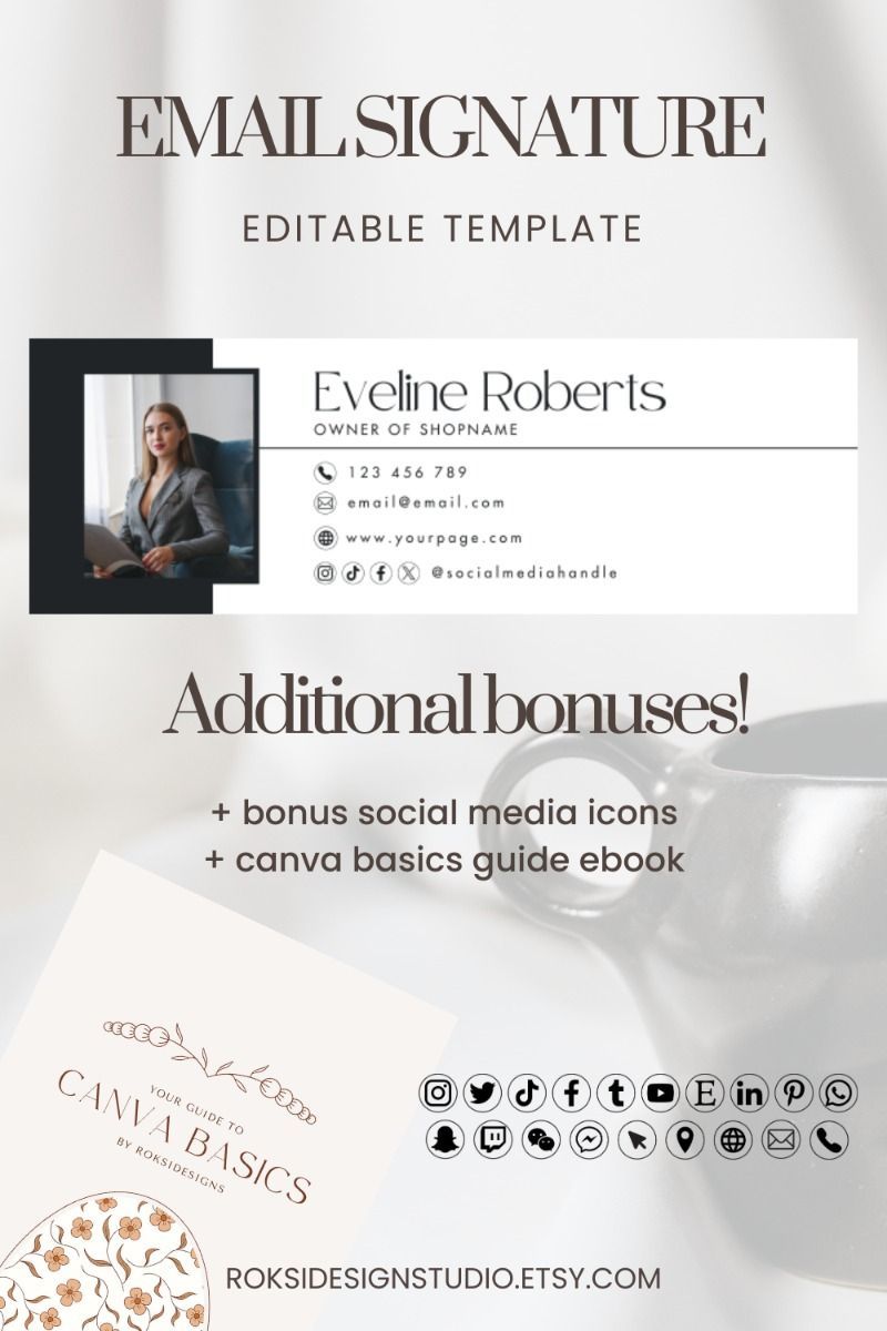 stylish email signature design, canva template for email marketing, personal branding