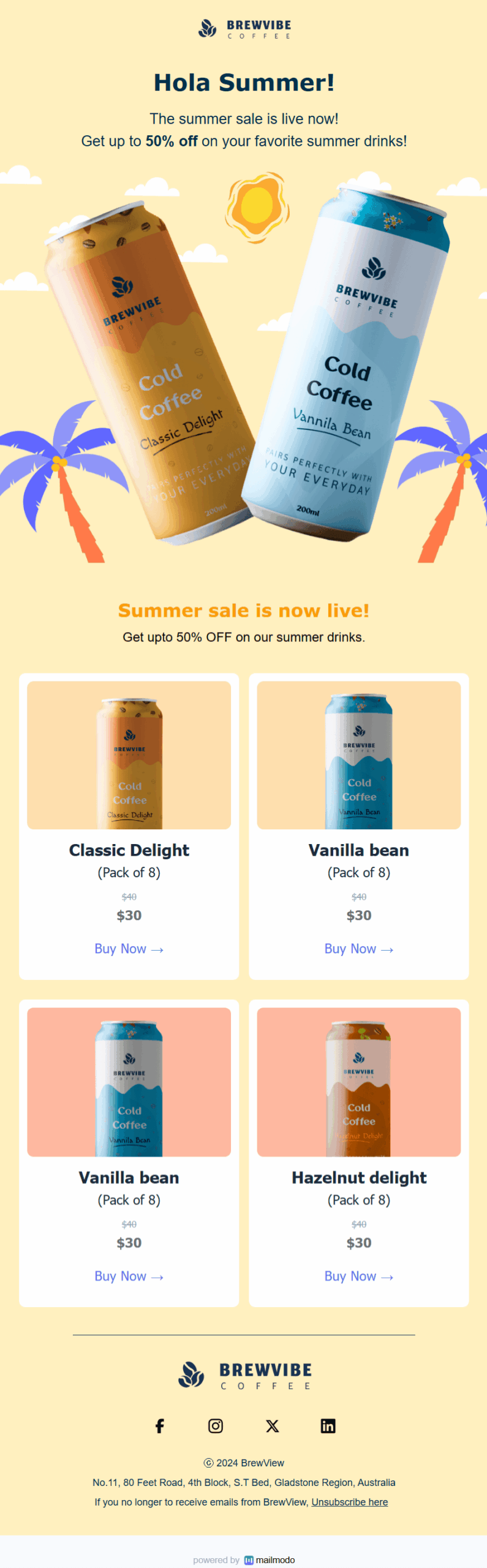 Free Summer Sales Email Template