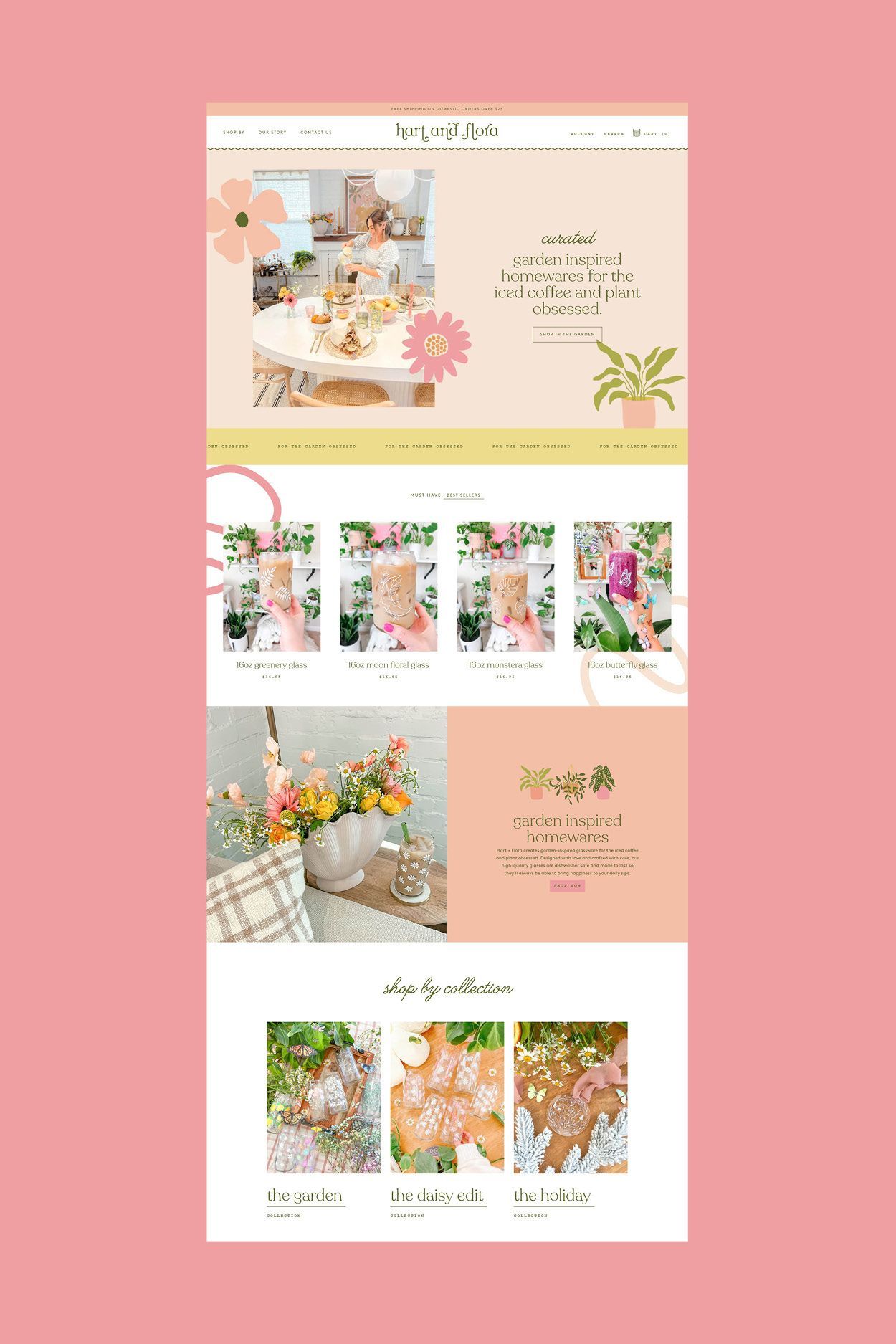 playful web design for glassware shop