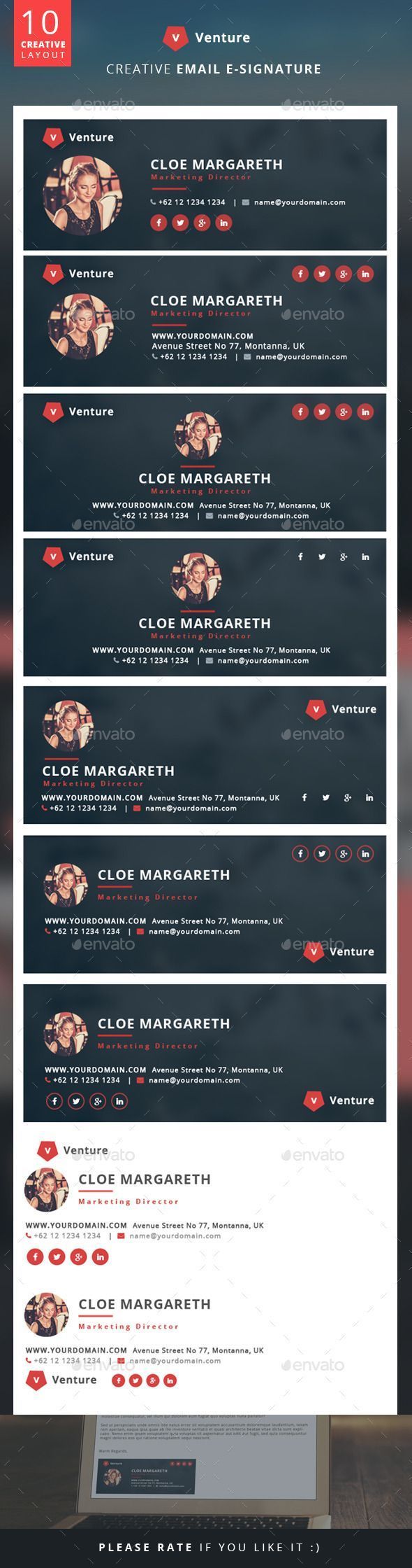 Creative E-Signature – Venture: Stylish Email Signature Design Ideas for Businesses