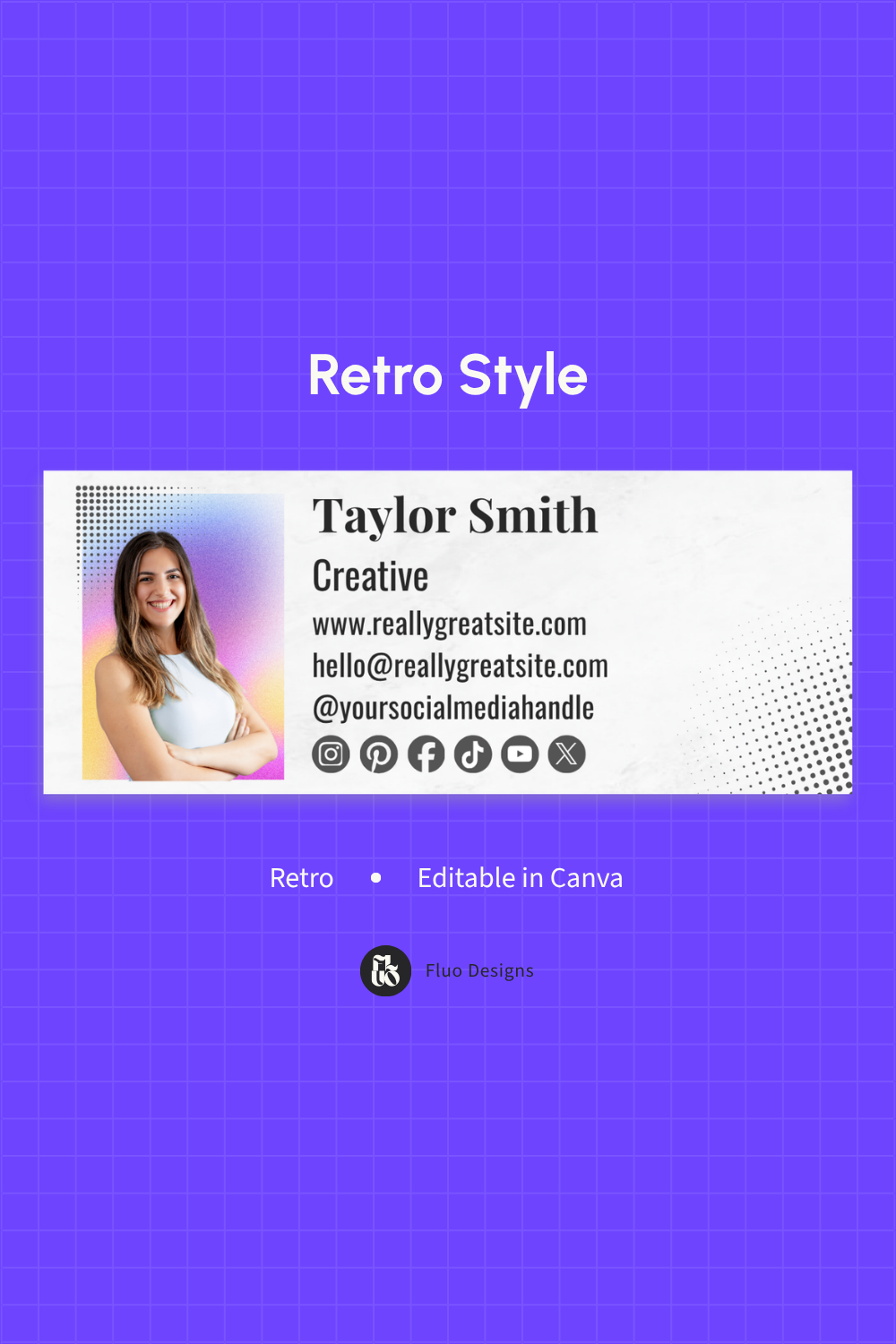 Retro email signature template — editable Canva design