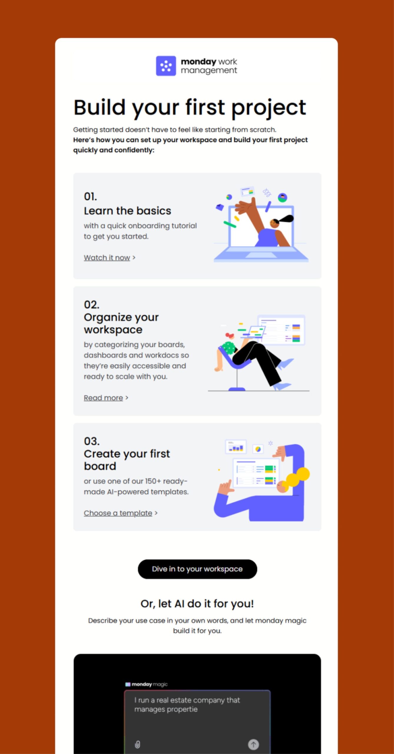 Friendly onboarding email for productivity tools