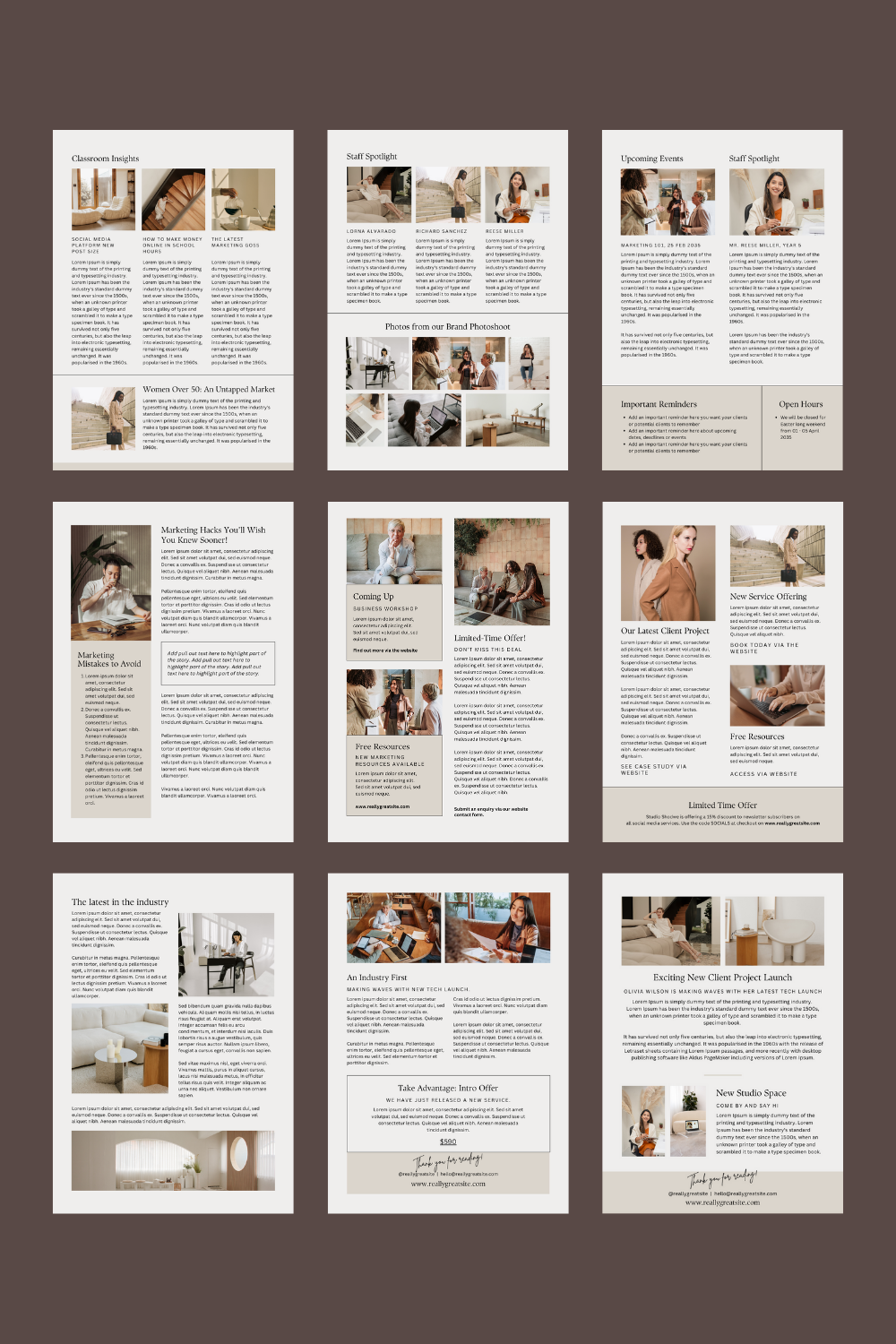 ✨ 20 page newsletter Canva template, editable business newsletter aesthetic design