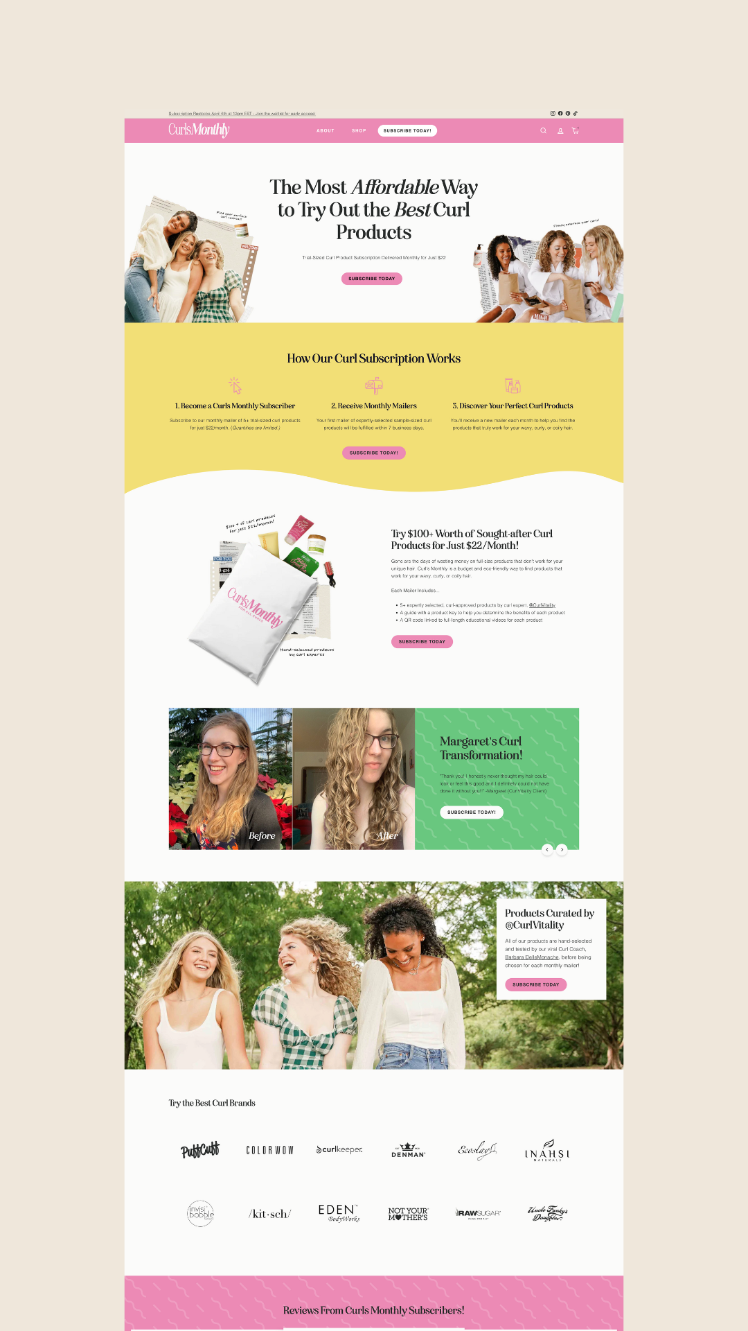 Branding & Shopify Web Design for Subscription Box Company Curls Monthly – Foxtrot Branding | Design